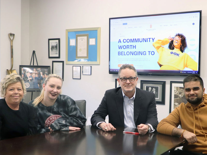 Left to right: Giana Miklusko, CCAC student engagement specialist; Nicole Galla, president of PTK Alpha Mu Theta Chapter, Allegheny Campus; Don Breitbarth, CCAC academic advisor; and Uday Sharma, office of service, PTK Alpha Mu Theta Chapter, Allegheny Campus.