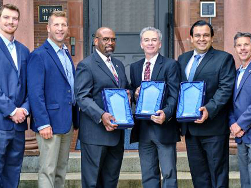 Joseph Sadauskas, Johnson Controls Account Executive; Mark Altsman, Johnson Controls Vice President & Area Manager, Mid-Atlantic; Dr. Quintin Bullock, CCAC President; Brian McCloskey, CCAC Vice President of Finance; Carlo Vazquez, CCAC Vice President for Facilities Management; David Brunner, Johnson Controls CEM, Leed Green Associate