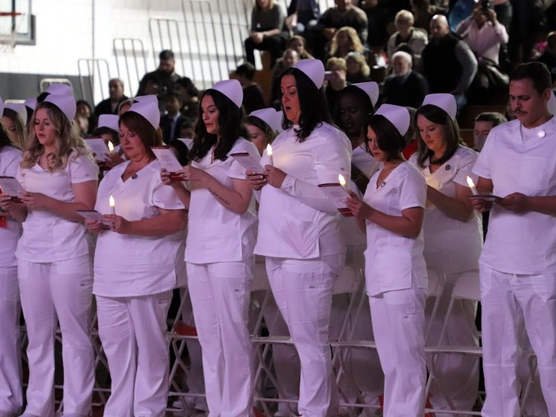 CCAC Nursing students wore formal white scrubs and carried ceremonial candles for the rite of passage on Dec. 17.