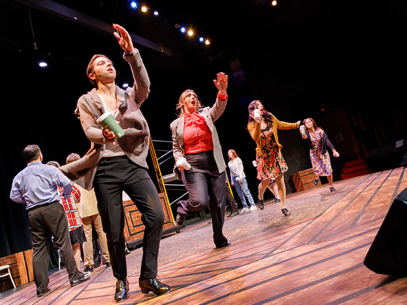CCAC students tap dancing on stage at the South Campus Theatre Fall Musical Revue.