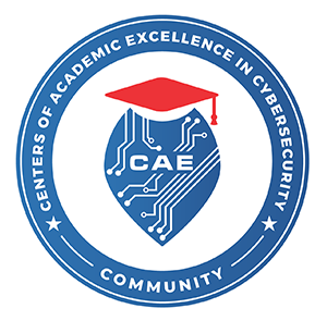 Official seal recognizing community colleges who offer programs in accordance with the National Centers of Academic Excellence in Cybersecurity (NCAE-C).