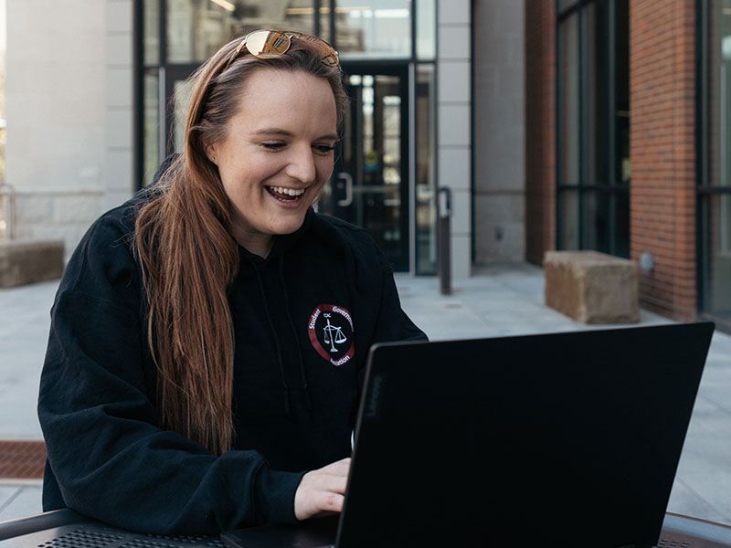 Student explores the college’s online CCAC Virtual Campus program to learn basic enrollment steps and requirements during a Virtual Campus Open House.