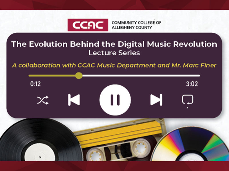 The "Evolution Behind the Digital Music Revolution," a six-part speaker series hosted by CCAC’s Music Technology department, will begin Sept. 9 and feature an impressive lineup of national music industry professionals.